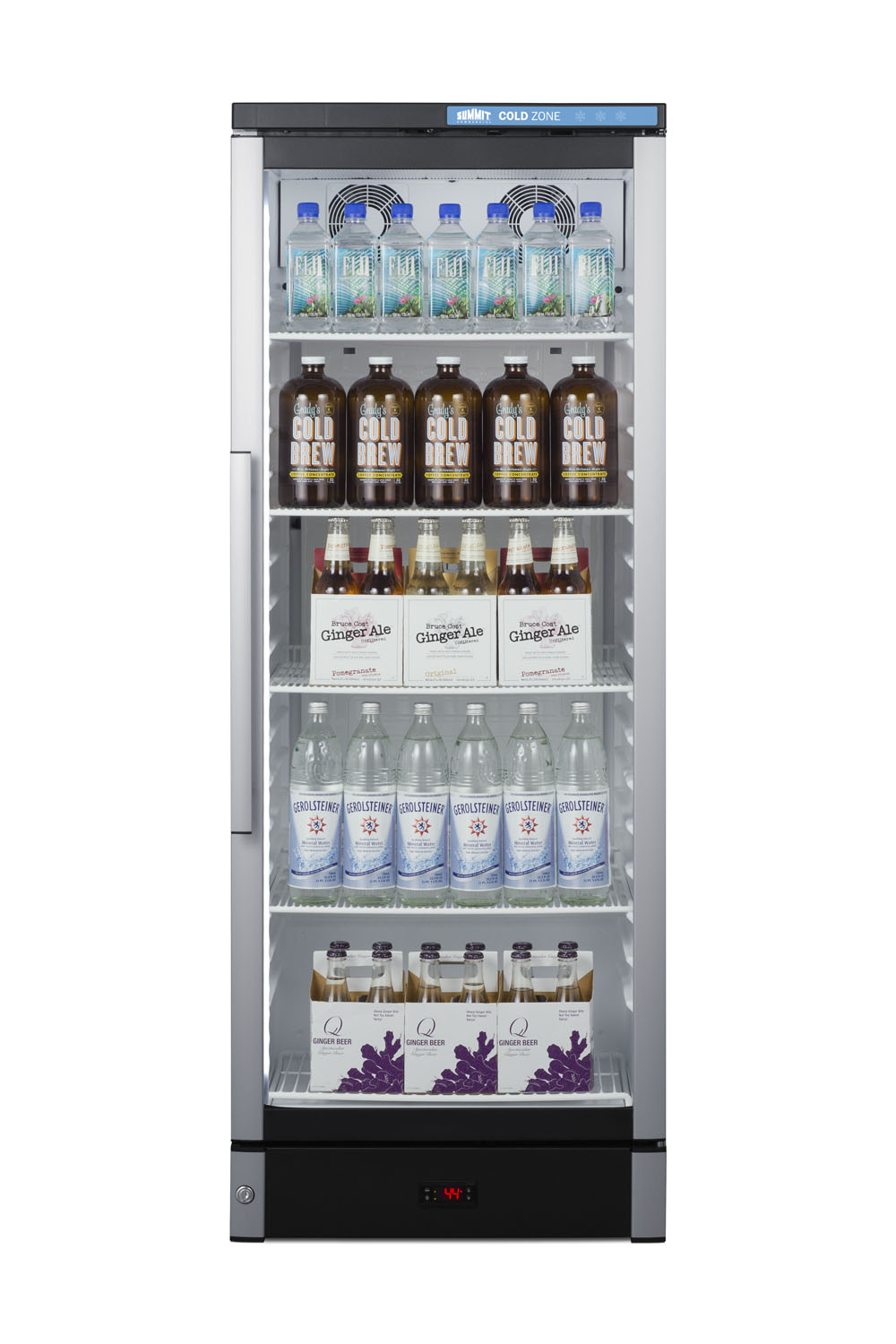 Commercial glass door beverage center with lock